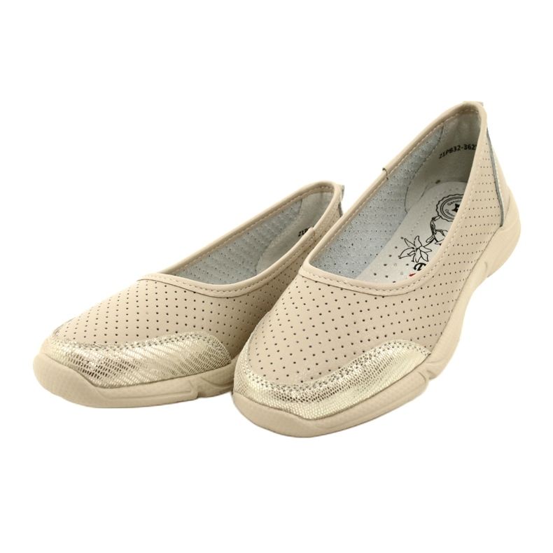 Ballerine in pelle traforata Evento 21PB32-3621 beige d'oro 3