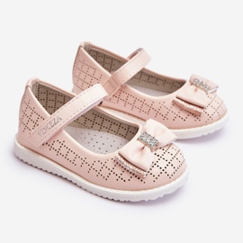 Vinceza Ballerine per bambini con fiocco in velcro Rosa Halle 1