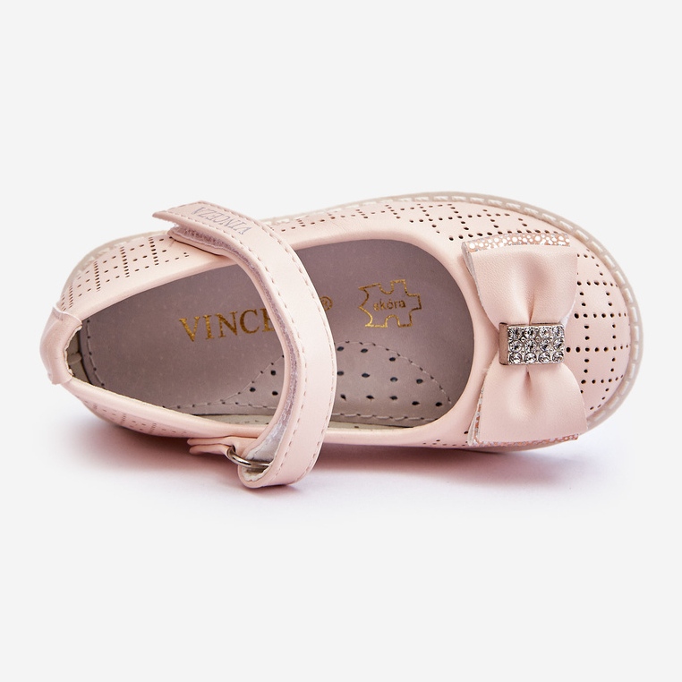 Vinceza Ballerine per bambini con fiocco in velcro Rosa Halle 2