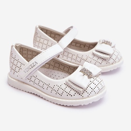 Vinceza Ballerine per bambini con fiocco in velcro Bianco Halle 1