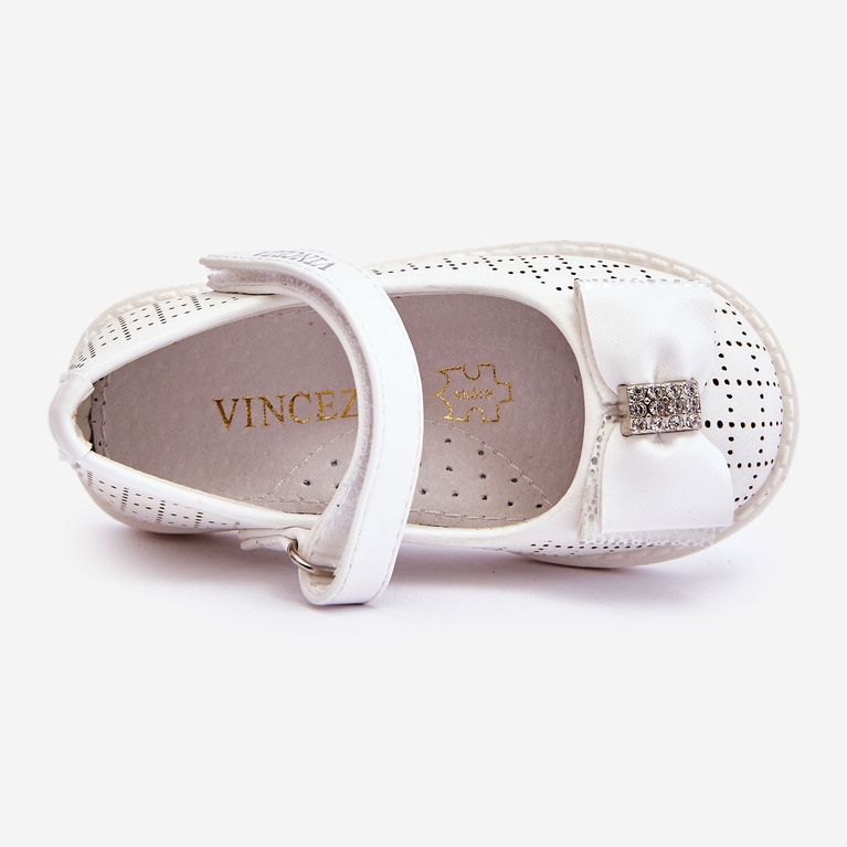 Vinceza Ballerine per bambini con fiocco in velcro Bianco Halle 2