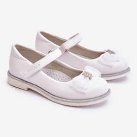 Vinceza Ballerine Velcro Bimba Con Fiocco Decorativo Bianco Nadia 1