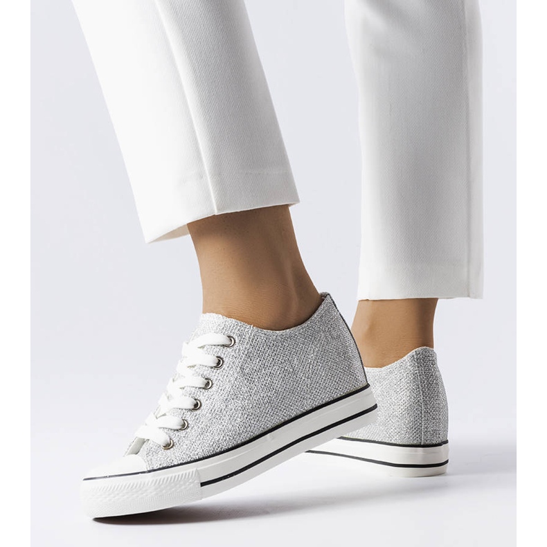 BM Sneaker con zeppa glitter argento di Crete 1