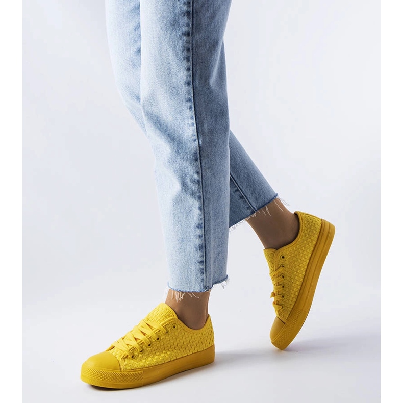 Sneakers gialle in tessuto intrecciato di Thibodeau giallo 1
