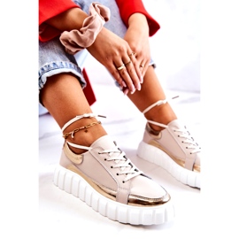 S.Barski Scarpe brogue da donna sulla piattaforma Noriso beige e oro 1