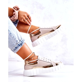 S.Barski Scarpe brogue da donna sulla piattaforma Noriso beige e oro 2