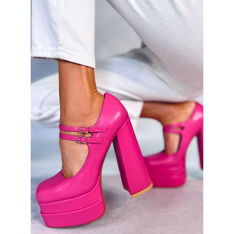 BM Loit Décolleté con plateau in grana fucsia rosa 1