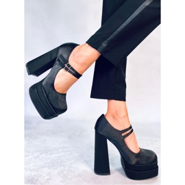 BM Prandi Décolleté con plateau in raso nero 1