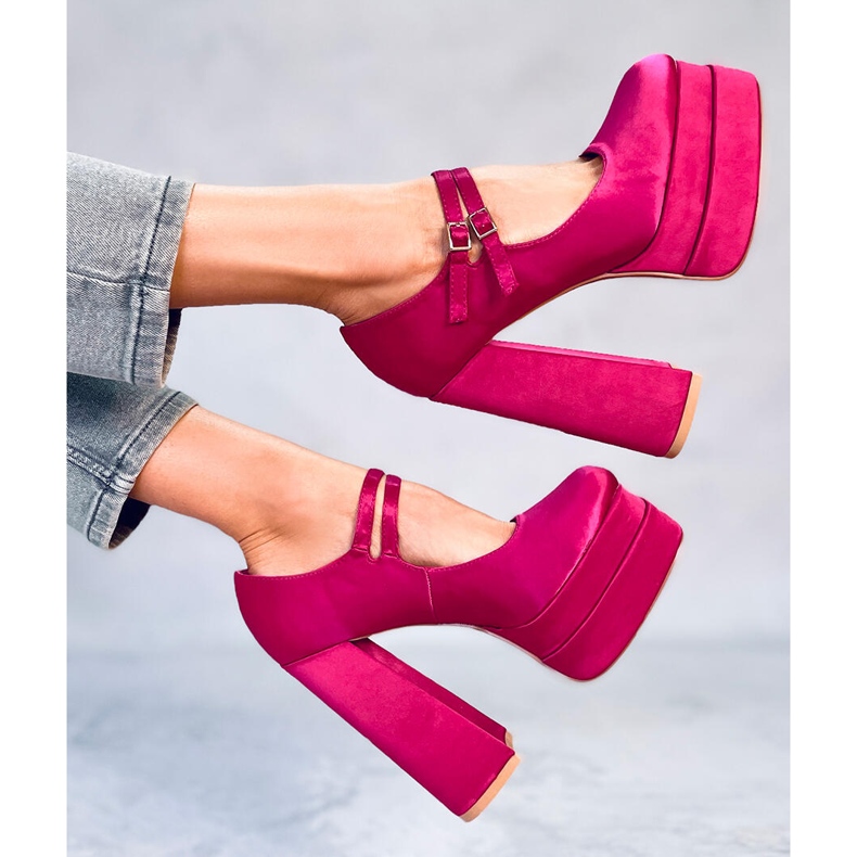 BM Prandi Décolleté con plateau in raso fucsia rosa 1