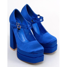 BM Prandi Décolleté con plateau in raso blu 1