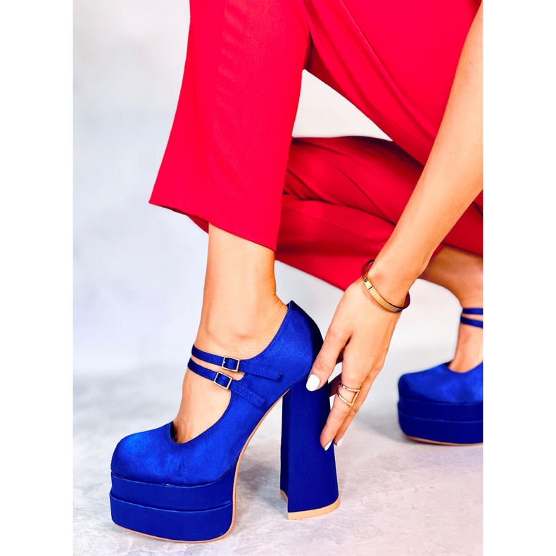 BM Prandi Décolleté con plateau in raso blu 2