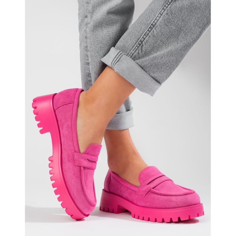 Mocassini da donna sulla piattaforma Shelovet camoscio rosa 2