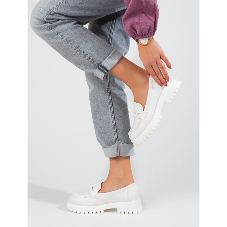 Mocassini con plateau Shelovet da donna bianchi bianco 2