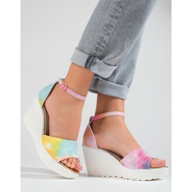 Sandali con zeppa alta Shelovet da donna multicolore 2