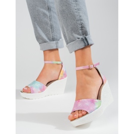 Sandali con zeppa alta Shelovet da donna multicolore 1