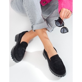 Mocassini con plateau da donna Shelovet in camoscio nero 1
