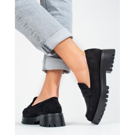Mocassini con plateau da donna Shelovet in camoscio nero 2