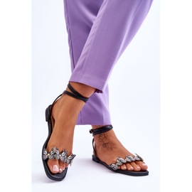Sandali da donna con farfalle decorative Jeane nere nero 2