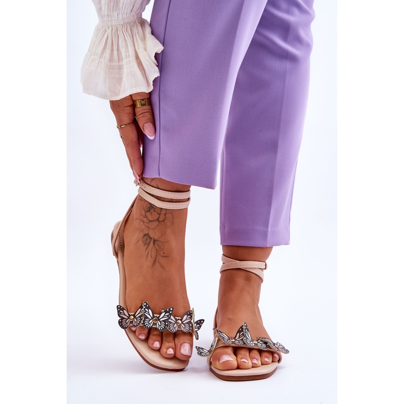 Sandali Donna Con Farfalle Decorative Beige Jeane marrone 1