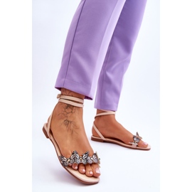 Sandali Donna Con Farfalle Decorative Beige Jeane marrone 2