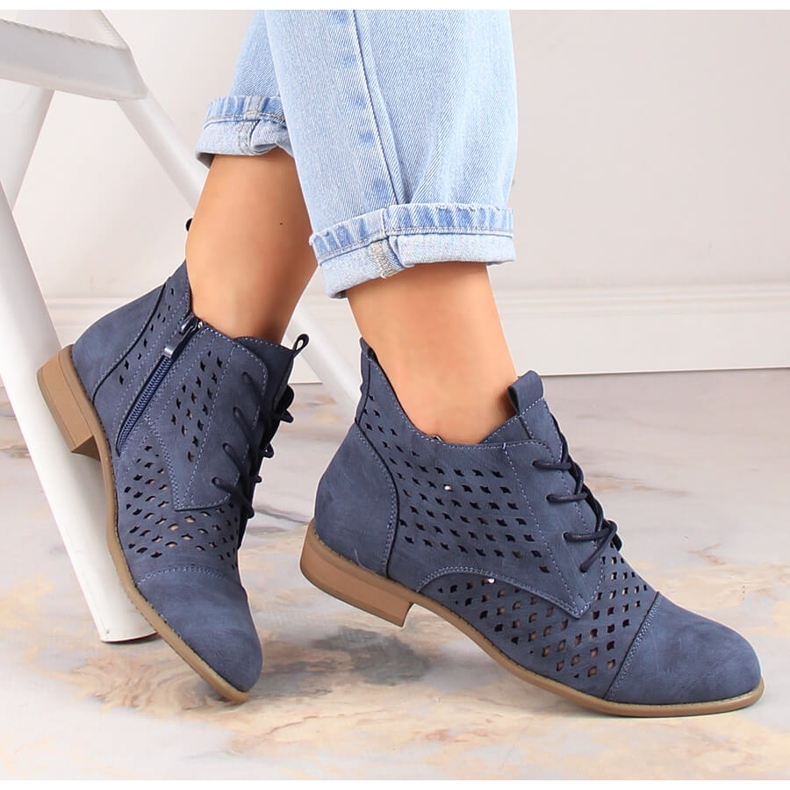 Stivali blu traforati primaverili da donna Jezzi ASA142-45 1
