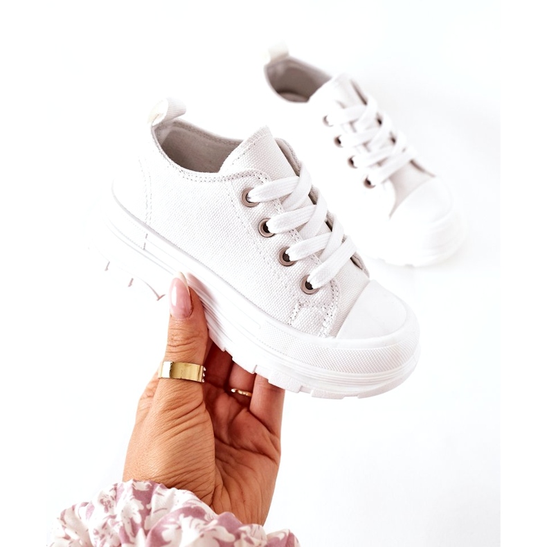 Sneakers per bambini sulla piattaforma bianca 2