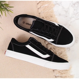 Sneakers basse in tessuto bianco e nero Atletico WY18081 2