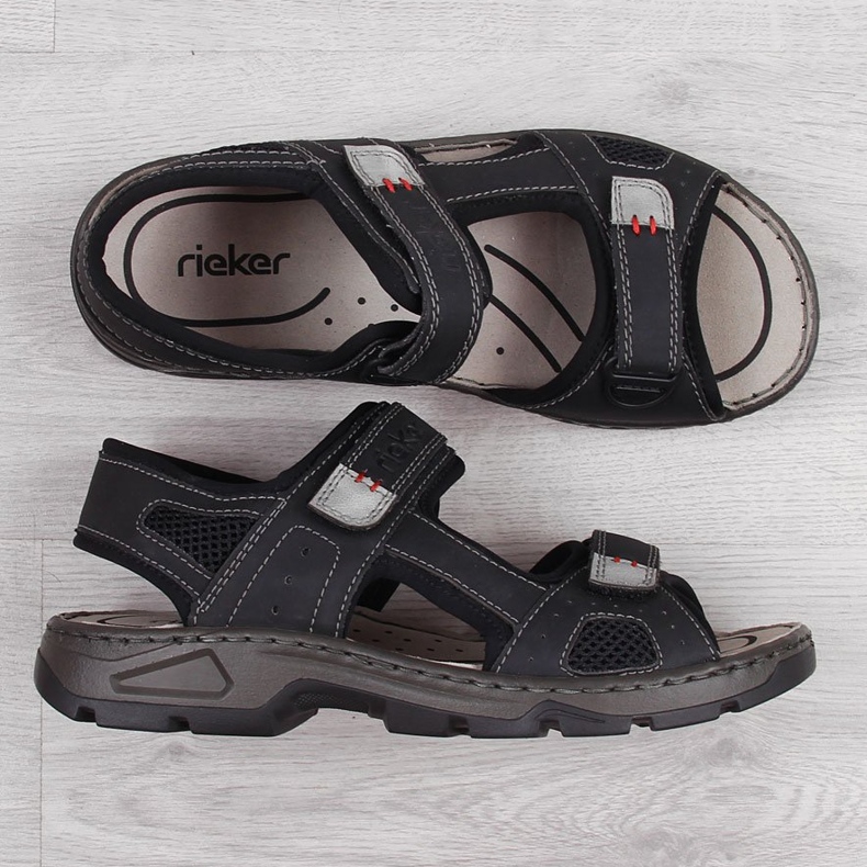 Rieker 26156 sandali comodi da uomo in velcro neri nero 1