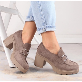 Scarpe da donna in camoscio sul palo e piattaforma beige Potocki SZ12041 1