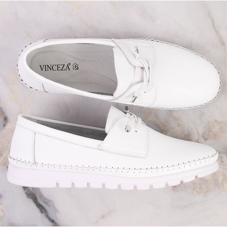 Scarpe sportive da donna in pelle bianca Vinceza SG23-7842 bianco 1