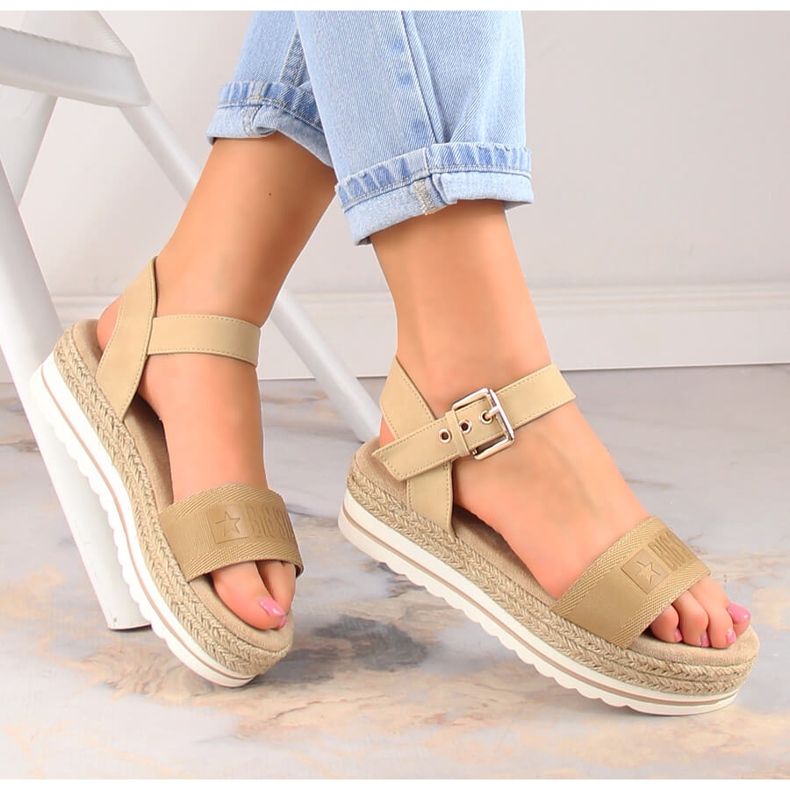 Sandali espadrillas da donna con plateau beige Big Star LL274872 1