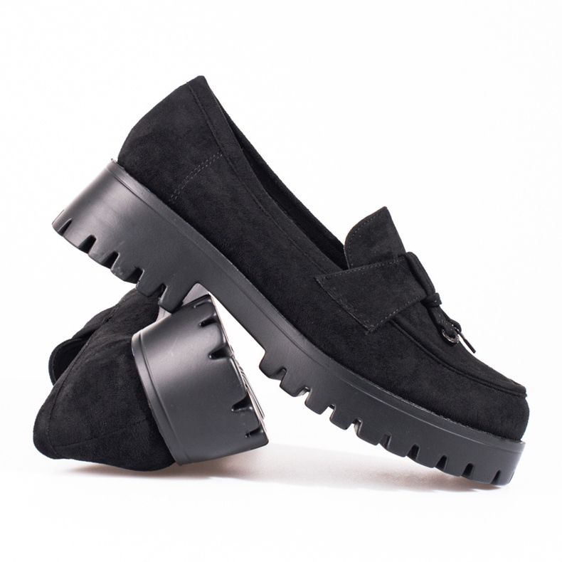 Scarpe con zeppa da donna in camoscio nero Shelovet 1