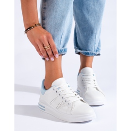 Scarpe sportive bianche sneakers sulla piattaforma Shelovet bianco 1