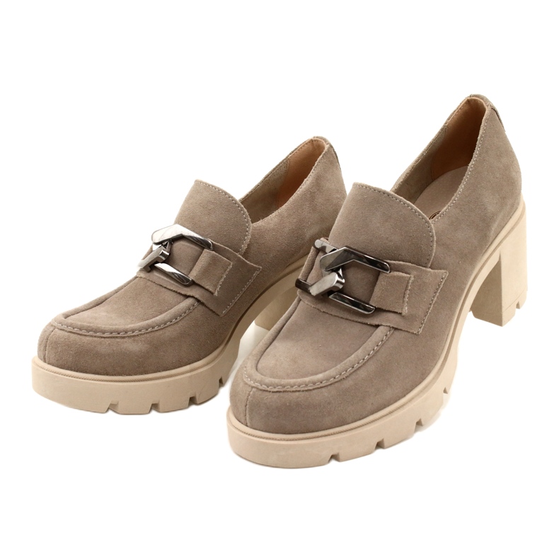 Lemar Eleganti Francesine Sul Tacco Con Decorazione Harmell Beige Argento Scuro 4