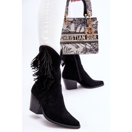 S.Barski Stivali bassi da cowboy in camoscio da donna neri Elyse nero 2