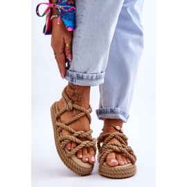 FG2 Sandali intrecciati alla moda da donna Beige Tiffanie marrone 1