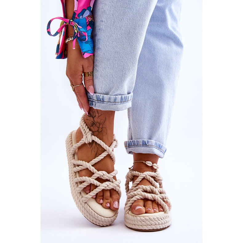 FG2 Sandali intrecciati alla moda da donna Beige chiaro Tiffanie marrone 1