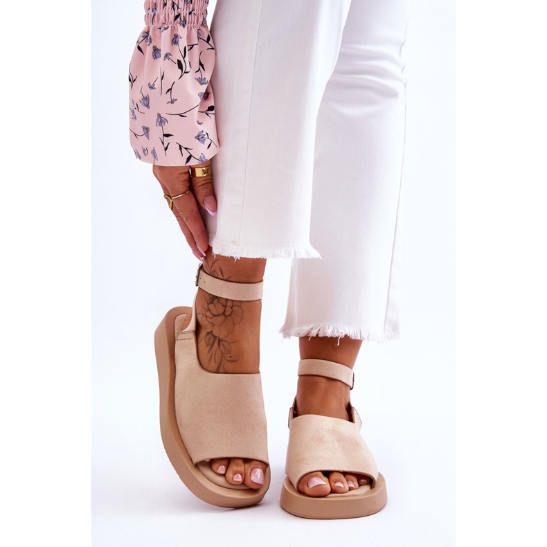 Comodi Sandali Donna Con Plateau Beige Rubino marrone 1