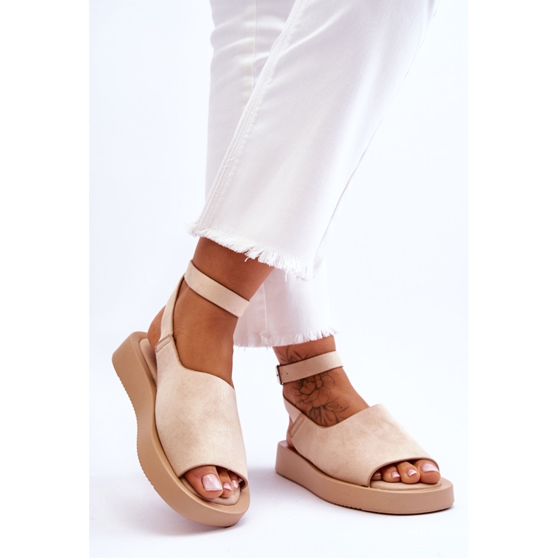 Comodi Sandali Donna Con Plateau Beige Rubino marrone 2