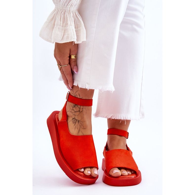 FG2 Confortevoli sandali con plateau da donna Dark Orange Rubie arancia 1