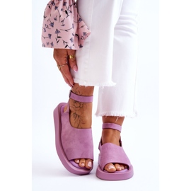 FG2 Comodi sandali con plateau da donna viola rubino 1