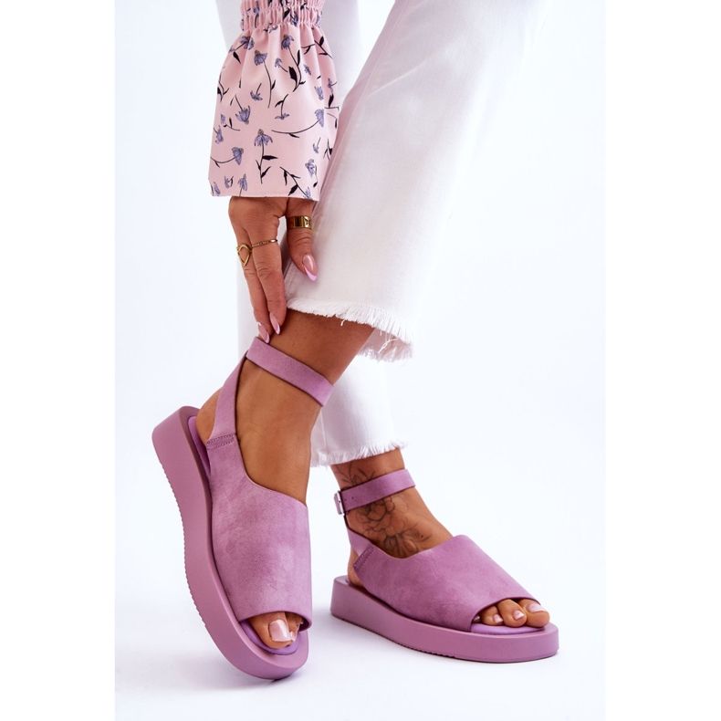 FG2 Comodi sandali con plateau da donna viola rubino 2