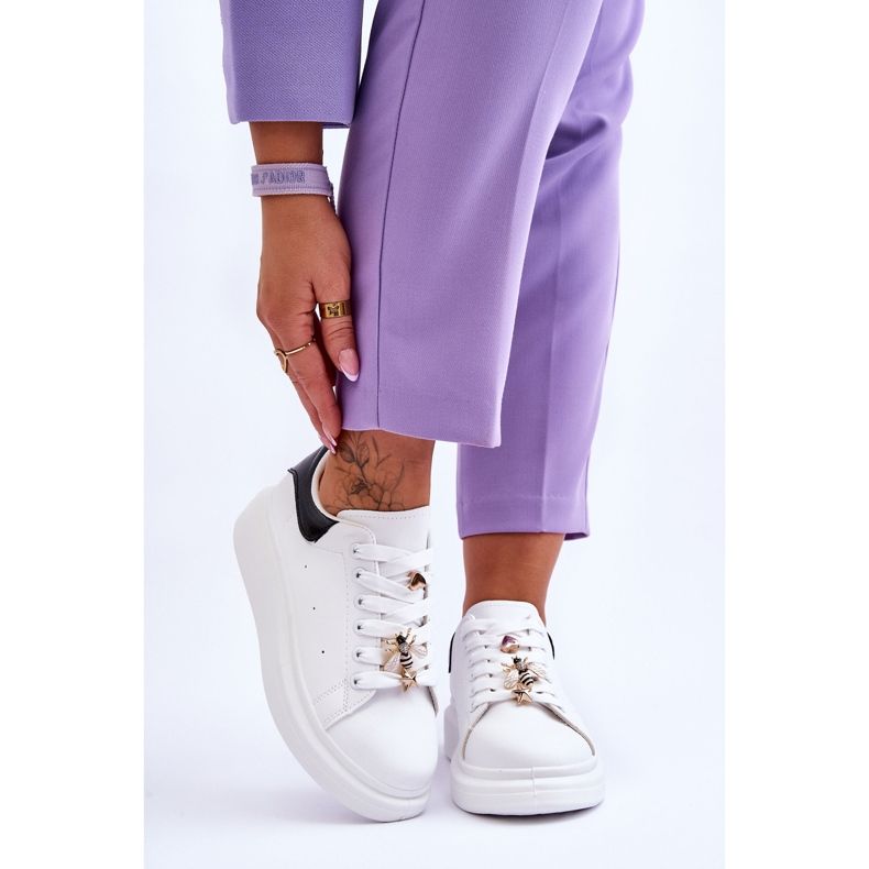 FG2 Scarpe sportive da donna su una massiccia piattaforma Chante bianca e nera 1