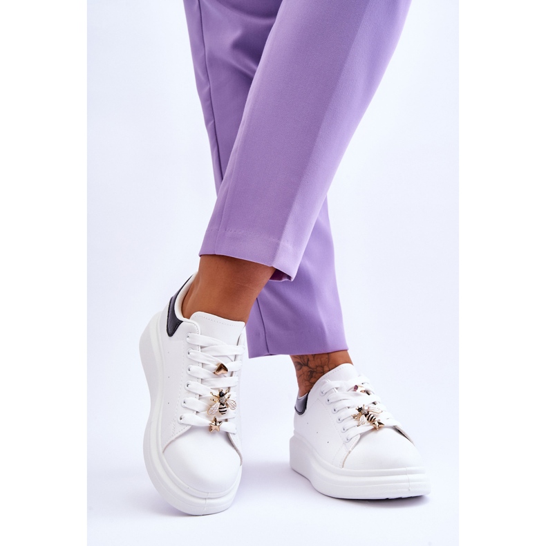 FG2 Scarpe sportive da donna su una massiccia piattaforma Chante bianca e nera 2