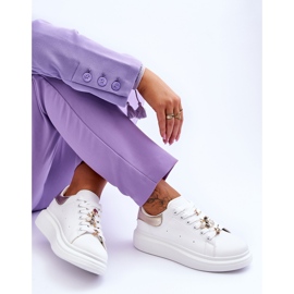 FG2 Scarpe sportive da donna su una massiccia piattaforma Chante bianca e oro 1
