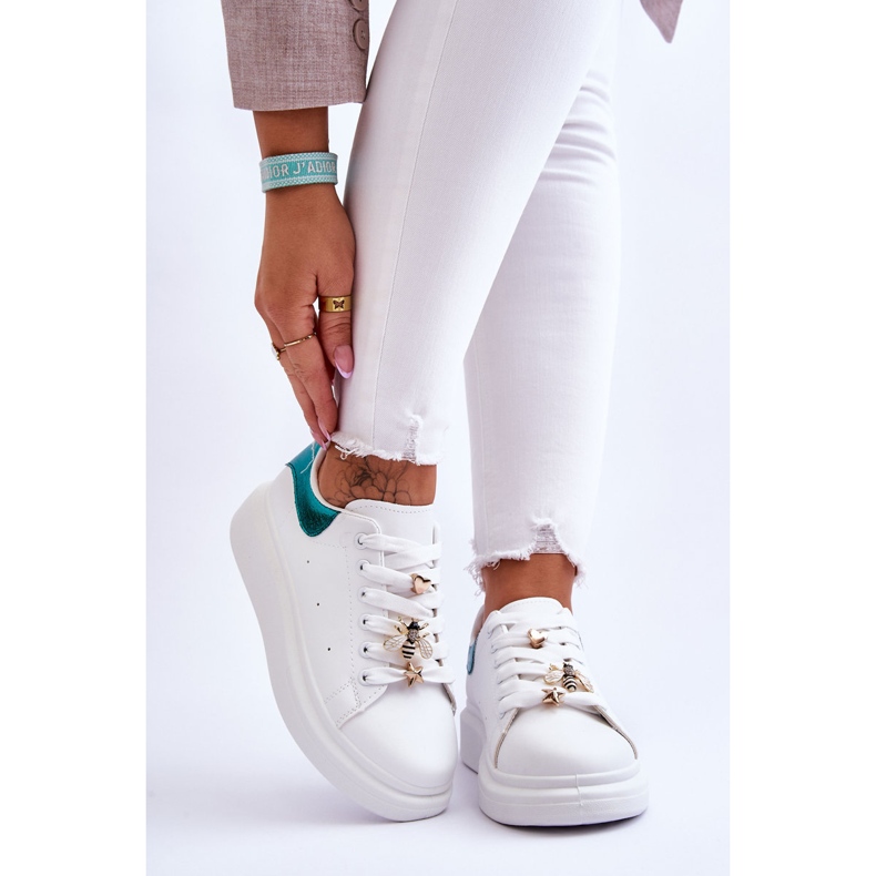 FG2 Scarpe sportive da donna su una massiccia piattaforma Chante bianca e verde 1