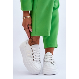 Scarpe da ginnastica con plateau da donna alla moda bianche Claribel bianco 1