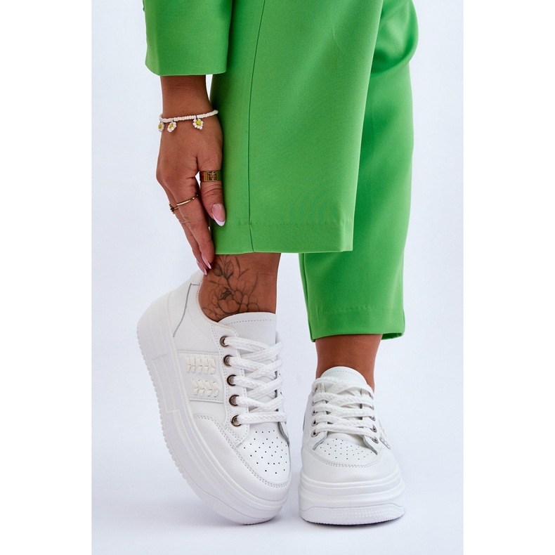 Scarpe da ginnastica con plateau da donna alla moda bianche Claribel bianco 1