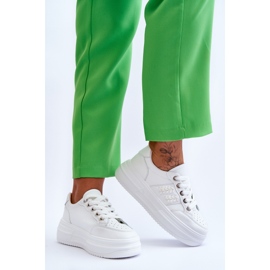 Scarpe da ginnastica con plateau da donna alla moda bianche Claribel bianco 2