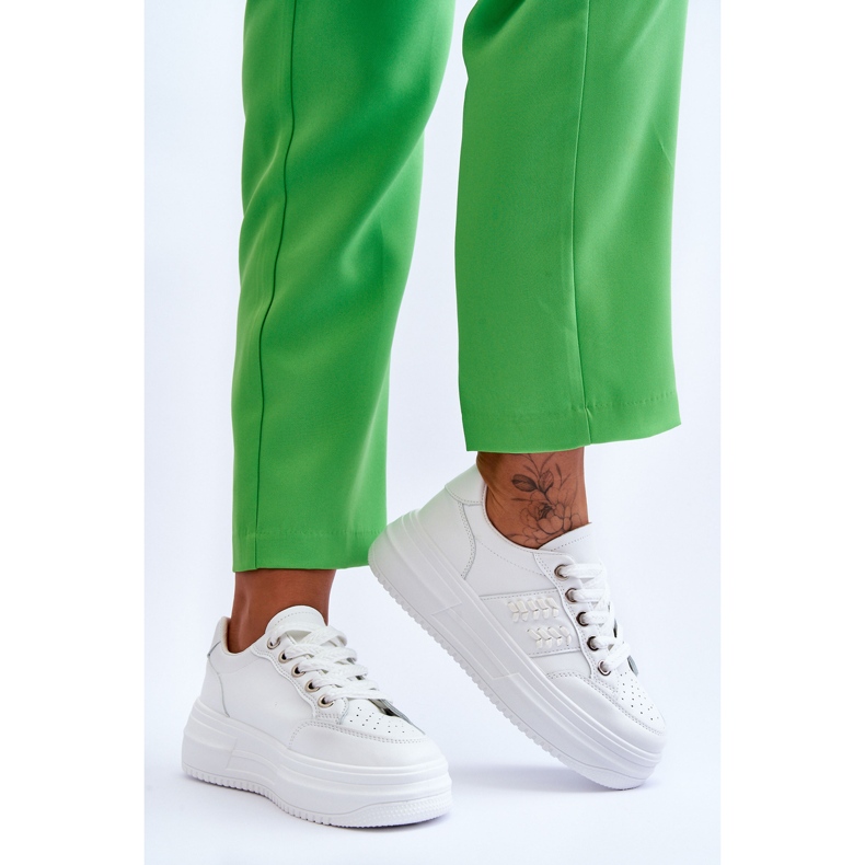Scarpe da ginnastica con plateau da donna alla moda bianche Claribel bianco 2